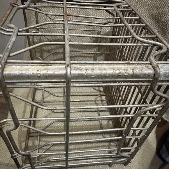 Sealtest Vintage Steel & Wire Galvanized Metal MILK CRATE Carrier 13"x13"x11" - Picture 5 of 12